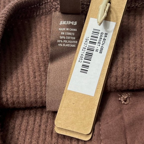 SKIMS Waffle Henley Bralette Garnet Womens Medium - Picture 8 of 12